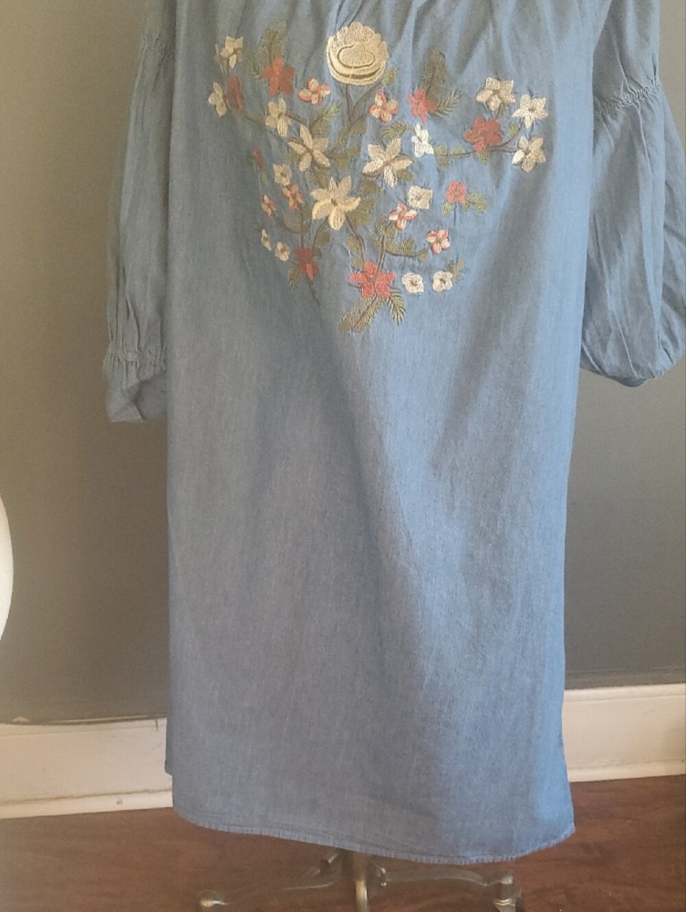 Blue Off-Shoulder Embroidered Dress Size XXL - Picture 4 of 12